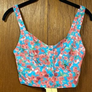 NWT Floral Cropped Tank Top XS BOG Collective